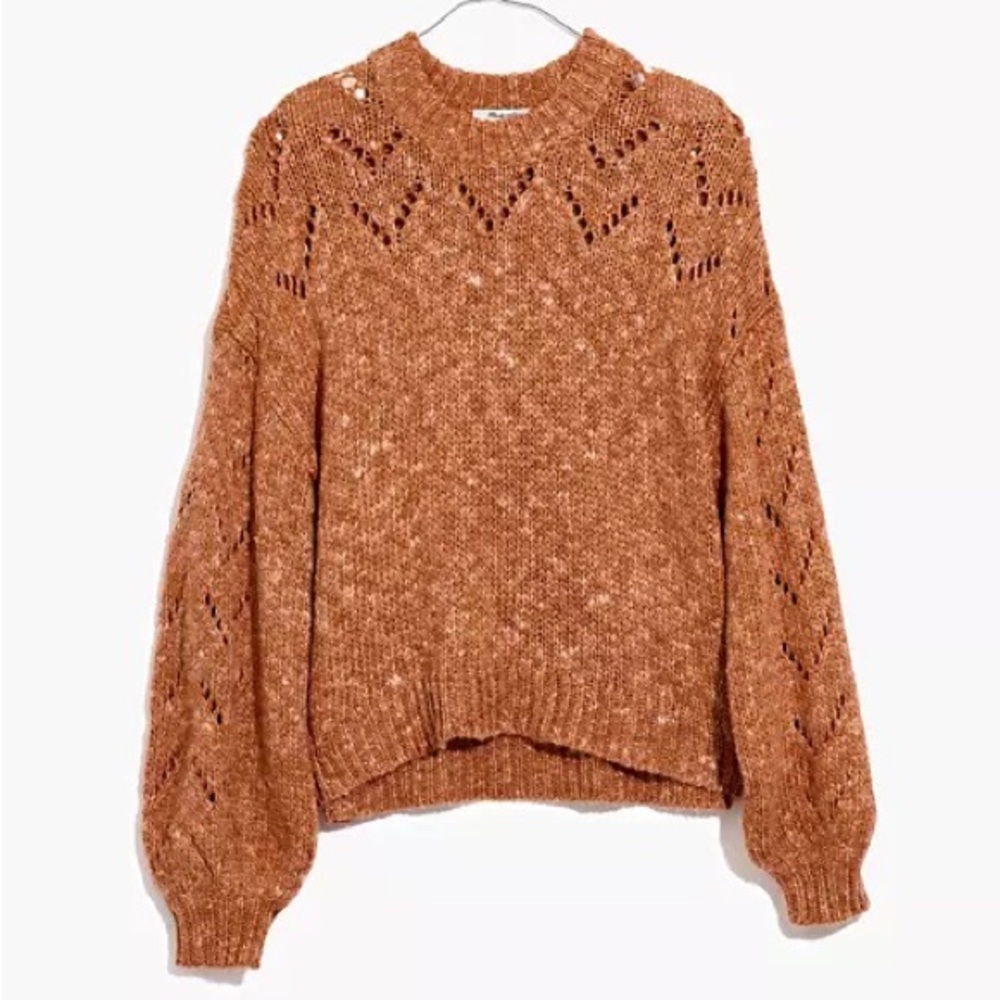 Madewell marled pointelle balloon sleeve sweater